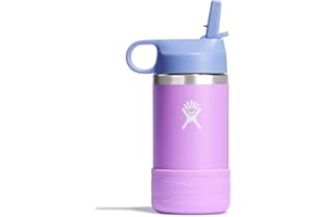 Hydro Flask Kids Water Bottle for School - Stainless Steel and Insulated with Straw Cap - 12 Oz in Anemone Purple