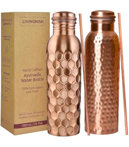 Amazon.com: LIVINGNISH Premium Pure Copper Water Bottle for