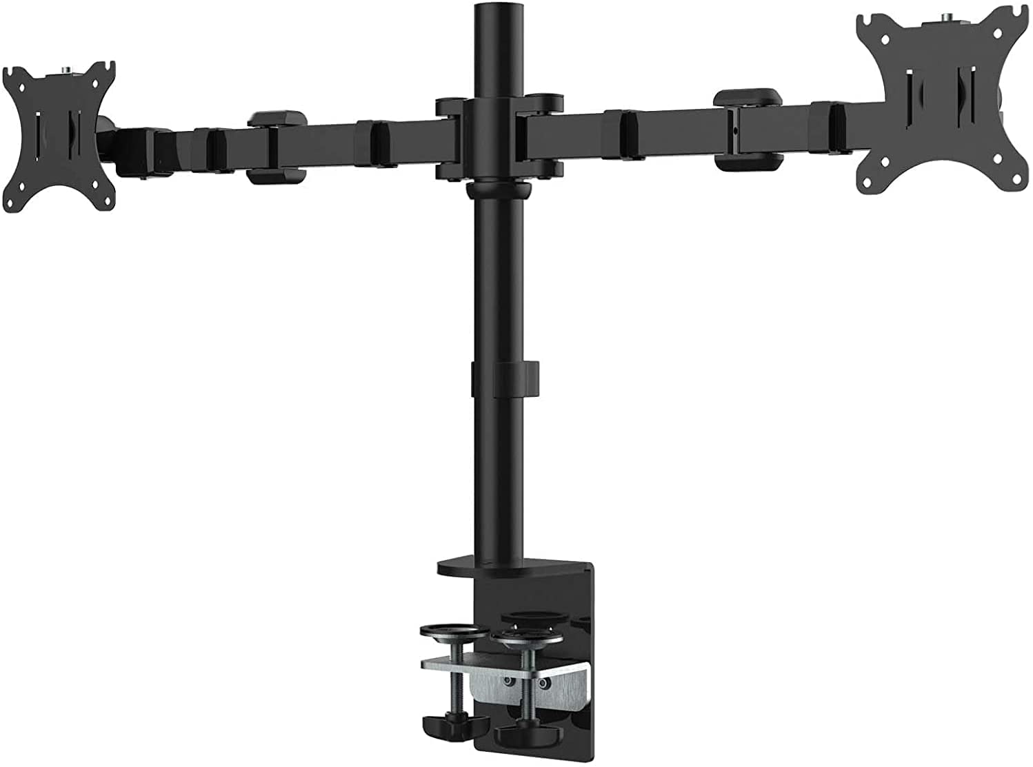 FLEXIMOUNTS D1D Full Motion Dual Arm Desk Monitor Mount Stand Fits 10"-27" LCD Computer Monitor,Clamp Mounting, 22 lbs Loading capacity