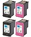 Houseoftoners Remanufactured for HP 60 XL Ink Cartridge High Yield Replacement for HP 60XL Deskjet D1660 D2645 D5560 F2400 F4200 F4400 Photosmart C4600 C4680 C4700 (Black & Color, 4-Pack)