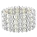 EVER FAITH Women's Austrian Crystal Cream Simulated Pearl Layers Stretch Bracelet Clear