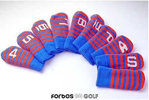Forbos New FBSIC-F Golf Club Head Cover Iron Cover Set of 10 Blue/Orange