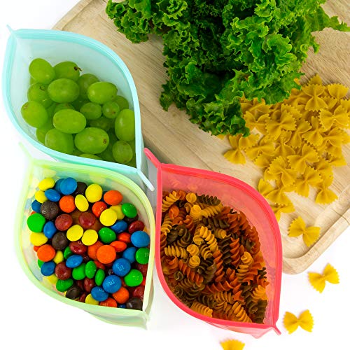 Reusable Silicone Food Saver Zip Bags Eco Airtight LeakProof