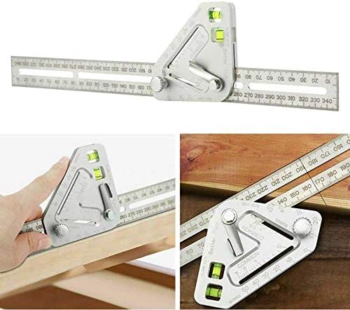Universal Angle Ruler Multi Function, Metal Multi Angle Measuring Ruler Scriber, Roof Revolutionizing Carpentry Utensil, Construction Woodworking Template Drawing Layout Tool