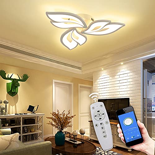 LED Deckenleuchte Dimmbar, 24W-48W Deckenlampe LED Wohnzimmerlampe mit Fernbedienung APP Farbwechsel - Moderne Wohnzimmerlampe Deckenleuchte Energie S