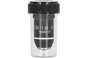 POCREATION Biological Microscope Lens, 195 Achromatic Black Objective Lens 100X High Power Objective Interface 20.2mm Thread Shape Standard RMS Size, for Use on Microscopes Replacement