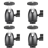 Neewer 4 Pieces 1/4 inch Screw Tripod Mini Ball Head with Lock and Hot Shoe Adapter for LED Light,Monitor,DSLR Cameras,Video and Camcorders