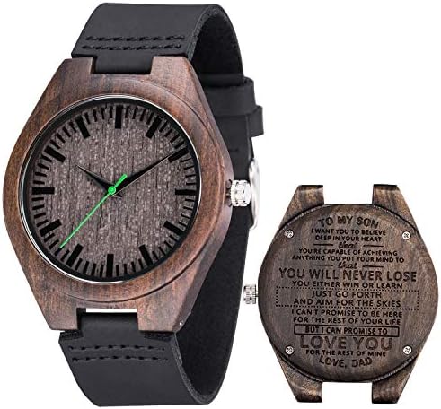 Custom Engraved Wood Bamboo Watch for Men Analog Quartz Watches Personalized Birthday Anniversary Christmas Gift for Husband and Son