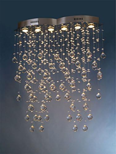 Linght Modern 6 Lights Crystal Chandelier Rain Drop Lighting Crystal Ball Fixture Pendant Ceiling Lamp, H47 X W31.5 X Depth 10