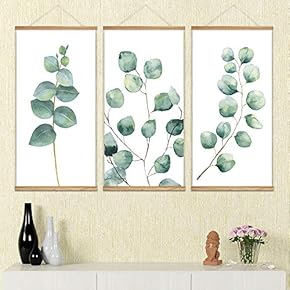 Green Watercolor Style Leaves - 3 Panel Long Hanging Poster