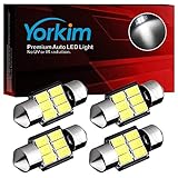 Yorkim 31mm Festoon LED Bulbs White Super Bright LED Interior Car Lights Error Free CANBUS 6-SMD 5730 Chipsets, DE3175 LED Bulb, DE3022 LED, 3175 LED Bulbs - Pack of 4