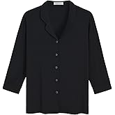 Latuza Women's Bamboo Viscose Pajama Shirt 3/4 Sleeve Button Down Sleep Top