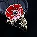 Yavona Enamel Red Crystal Flowers Poppy Brooches for Women Soldier Remembrance Days Gifts Poppy Pins