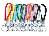 yueton 10pcs Colorful Braided Leather Key Chain Double Keyring Handbags Holder (Not fit for Wrist Use and No Strech)