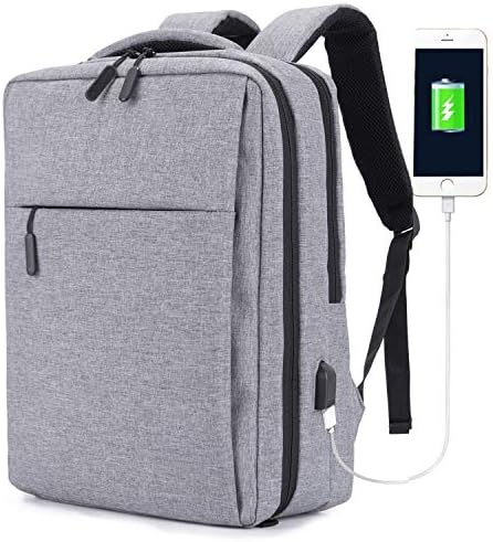 Laptop Backpack, Anti Theft Backpack with USB Charging Port, Water Repellent Travel Business Bag for College Student for Women Men, Fits 14 15 15.6 inch Macbook, Xiaomi Pro Notebook, Gray
