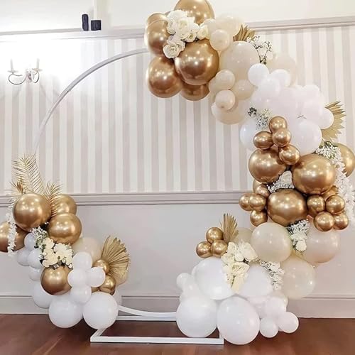 TERRIFI 156 PCS White Sand Gold Balloons Garland Arch Kit, White Nude and Metallic Chrome Gold Balloons for Boho Wedding, Baby Shower, Bridal Shower, Engagement, Anniversary, Birthday Decorations