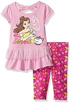 Disney Toddler Girls' Belle Beauty and the Beast Short Sleeve Legging Set, Pink, 2t