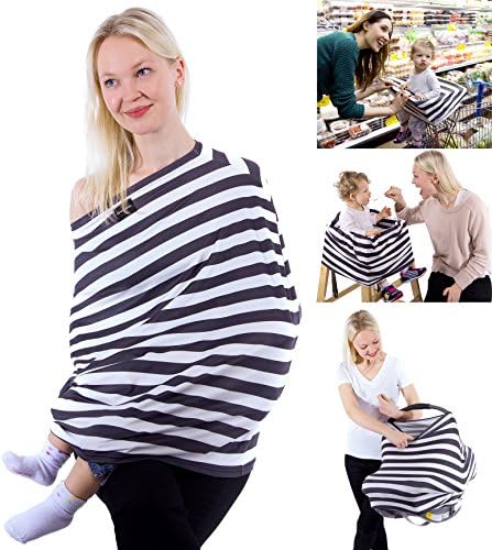 Love Bunny Nursing Breastfeeding Cover Multi-Purpose Use for Car Seat Canopy, Nursing, Shopping Cart, and High Chair (Charcoal/White)