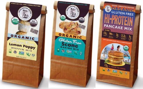 Gluten Free Good Morning Bundle - Lemon Poppy Seed Muffin Mix, Scone Mix, and Hi Protein Pancake Mix - Organic, Vegan, Non-GMO, GF, Dairy Free