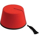 Fez Hat Traditional Moroccan Turkish Style &ndash; Red Costume Cap with Black Tassel for Men Women Party Dress Up Cultural Costume Accessory