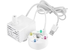 Mini Fog Machine, USB 5V Water Pump Mist Maker with 4 LED Lights & Suction Cup, Adjustable Mist Maker Fogger for Indoor or Ou