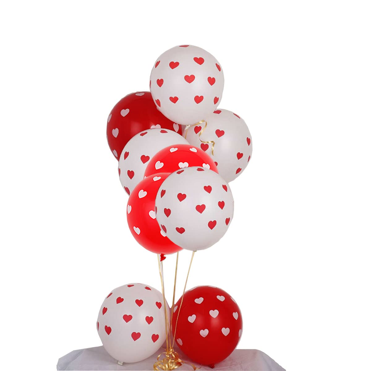 Jwssor 10pcs Valentines Balloons,12 inch Red Balloons Printed with Heart for Valentines Day,Anniversary,Engagement Decoration