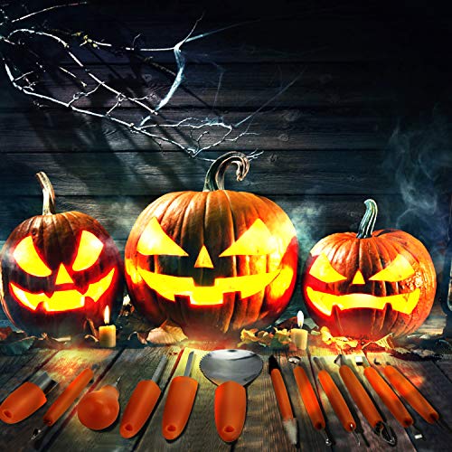 Pumpkin Carving Kit Tools Halloween, Weibus 12PCS Upgrade Professional Heavy Duty Stainless Steel Pumpkin Carving Kit Set for Halloween Decorations,with Zipper Bag