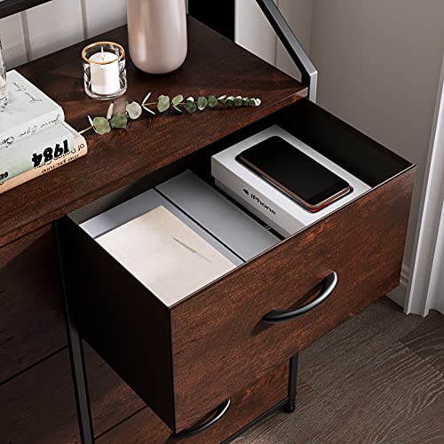 HOMECHO Fabric Dresser with 6 Drawers, Wide Chest of Drawers with Wood Top, Sturdy Metal Frame