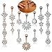 FIBO STEEL 3-16 Pcs 14G Stainless Steel Dangle Belly Button Rings Navel Barbell Body Jewelry Piercing