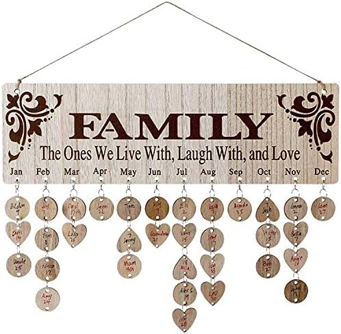 Vlunt Hanging Rappel Bricolage En Bois Calendrier Anniversaire Rappel Plaque Memo Calendrier Decor A La Maison Pour Le Bureau Du Club A Domicile