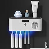 Toothbrush Holders for Bathrooms, Toothbrush Sanitizer Holder for Kids and Adult, Electric Toothbrush Holders Wall Mounted with Toothpaste Dispenser