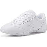 BAXINIER Girls White Cheerleading Dance Shoes | Youth Athletic Training Tennis Walking Lightweight Competition Cheer Competition Sneakers