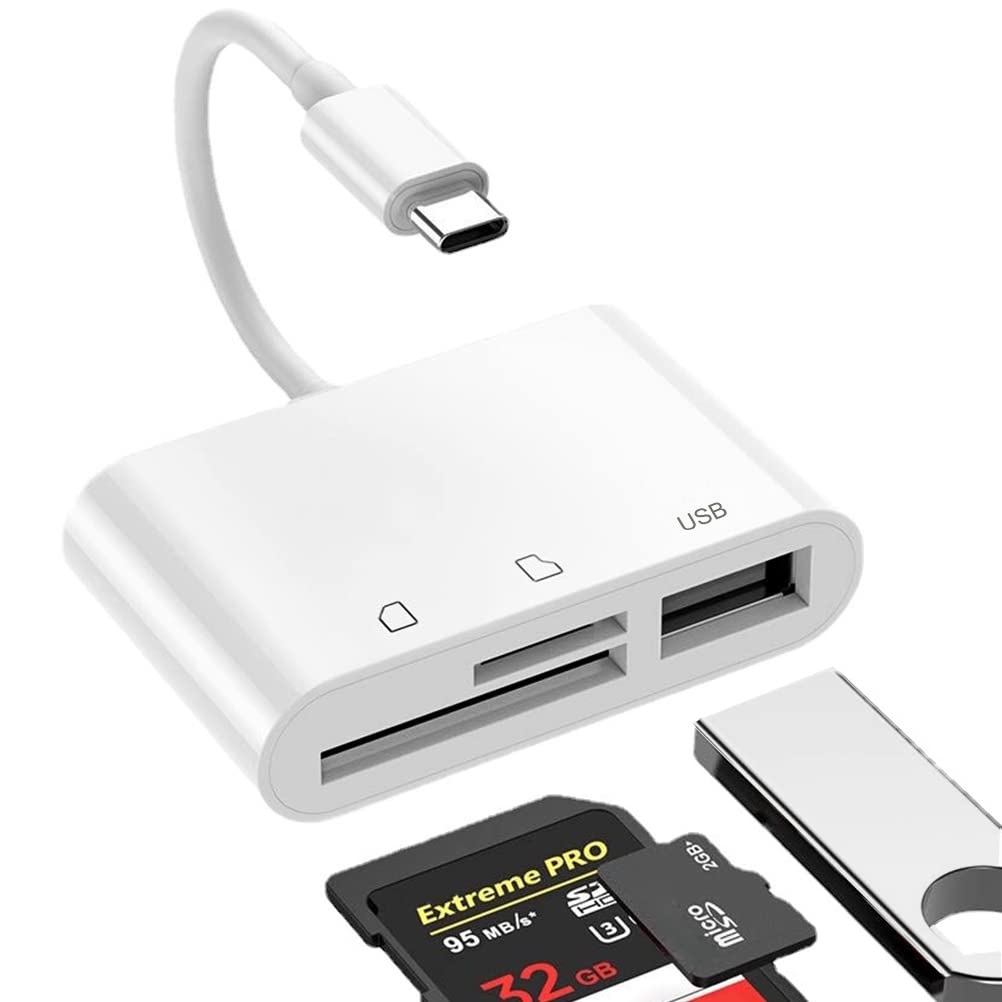 SD Card Reader, USB C Micro SD Card Reader, Memory Card Reader, Type C SD/TF Card Reader, Compatible with iPhone 17/16/15, Samsung Galaxy S25/S24/S23, iPad, MacBook, Laptops, Tablets and More (White)
