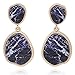 BONALUNA Bohemian Wood And Marble Effect Oval Shaped Drop Statement Earrings