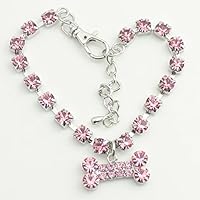 BYyushop Cute Bone Heart Pendant Rhinestone Decor Necklace Collar for Puppy Dog Cat Pet - Pink S