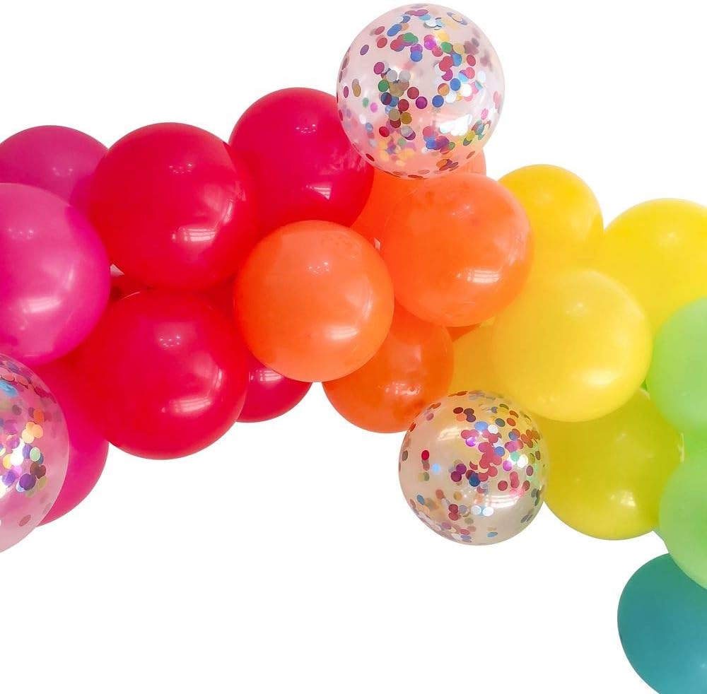 Party Balloons 12 inch Assorted Color Balloons 110 Pack Rainbow Balloons Latex Balloon With Confetti Balloons For Birthday Party Decor: Toys & Games