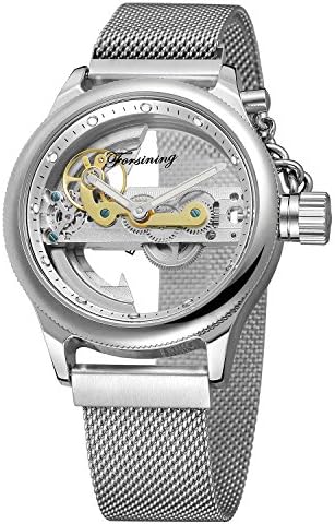 Gute Wristwatch Automatic Mechanical Watch Fashion Casual Watch for Men Silver Stainless Steel Waterproof