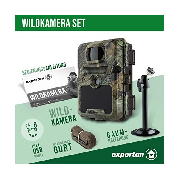 Expertan® Wildtierkamera in Tarnfarbe – 1080P HD Wildkamera mit Video & Bildaufzeichnung - Nachtsichtkamera mit… – Bild 3