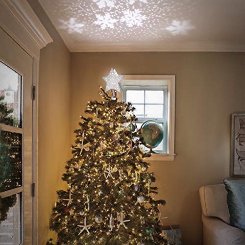 Lighted Christmas Tree Topper Star YUNLIGHTS Christmas Tree Star with LED Rotating Snowflake