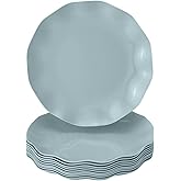 SILVER SPOONS Elegant Plastic Plates for Party with Scalloped Rim (10 PC), Disposable Heavy-Duty Dessert Plates for Wedding Reception - 6”, Fancy Plastic Dinnerware Sets - Mint