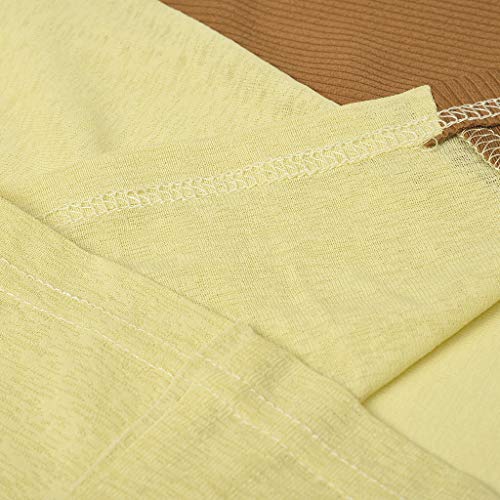 YEZIJIN Women Casual Loose Round Neck Short Sleeve Summer Shirts Blouses 2019 Under 10 Dollars Yellow