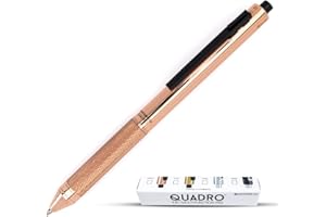 Monteverde USA Quadro 4-in-1 Multifunction Pen - Copper Finish - Multi-Color Ballpoint Refills & Pencil - Solid Brass with Knurled Grip - Portable & Refillable