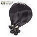 QTHAIR 14A Straight Human Hair Bundles(16 18 20,300g,Natural Black) 100% Unprocessed Human Hair Extensions Indian Straight Virgin Human Hair Bundles