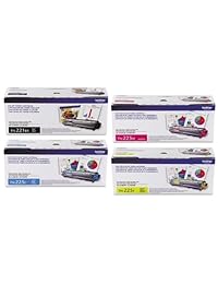 Brother - TN-221BK, TN-225C, TN-225Y y TN-225M - Pack de 4 cartuchos de tóner, de alto rendimiento (BK C M Y).