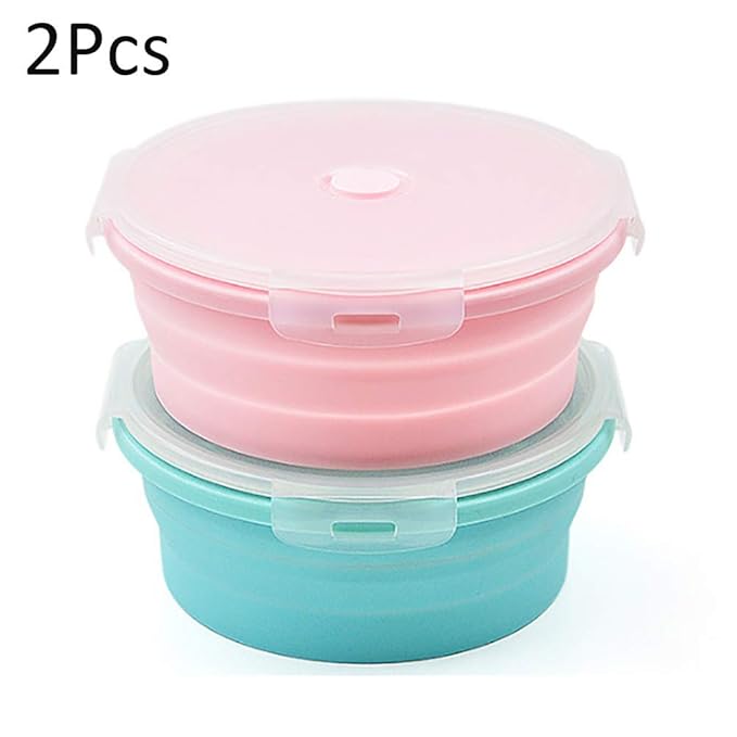 BCXGS Recipientes De Silicona Plegables, Fiambrera Redonda 2 ...