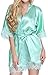 Giova Women's Lace Trim Kimono Robe Bride Bridesmaids Wedding Shower Satin Short Robe