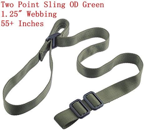 Two Point Sling Adjustable Strap ,Metal Quick Release HK Snap Clip Hooks,QD Sling Swivel Mount Quick Detach Sling Swivel Flush Push Button By SLYZX (Gun Sling#1#OD Green)