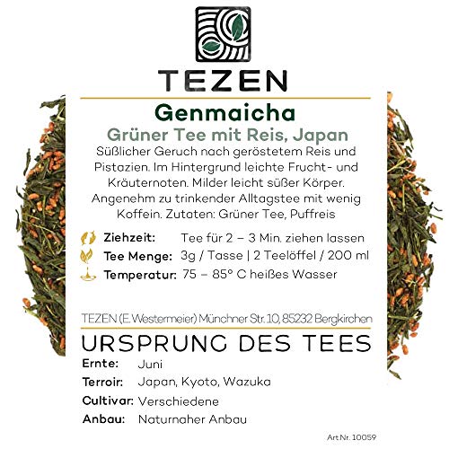 Genmaicha Bio Tee japanischer Grüner Bio Tee mit Reis | Ernte 2024 | Hochwertiger japanischer Grüntee | Bancha Grüntee mit geröstetem Reis (100 g) – Bild 3