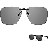 TJUTR Photochromic Clip On Flip Up Sunglasses Over Prescription Glasses, Polarized UV400 Protection Sun Glasses for Women Men