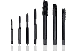 Yakamoz 7PCS Spiral Point Taps Set Nitriding Coated Metric Thread Steel Tap Tool M3, M4, M5, M8, M10, M12 Machine Plug Screw 